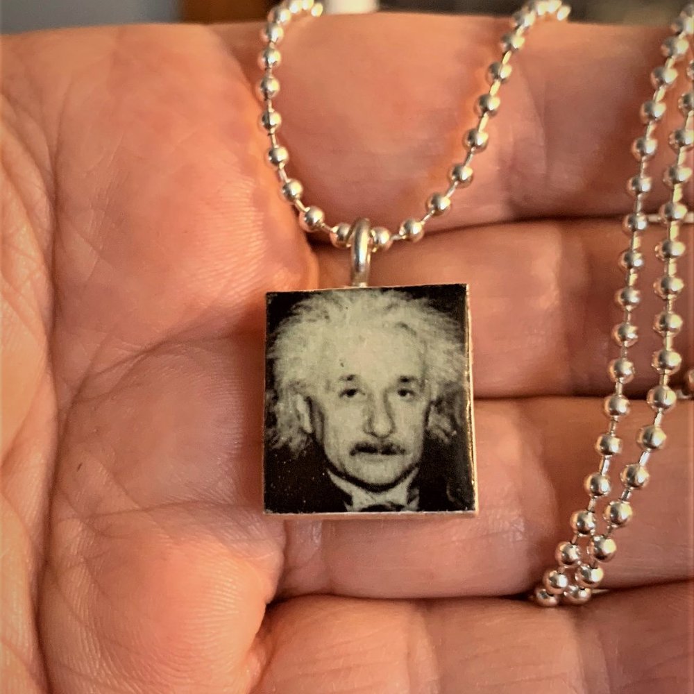 (2/$12,4/$20) Albert Einstein Scrabble Necklace